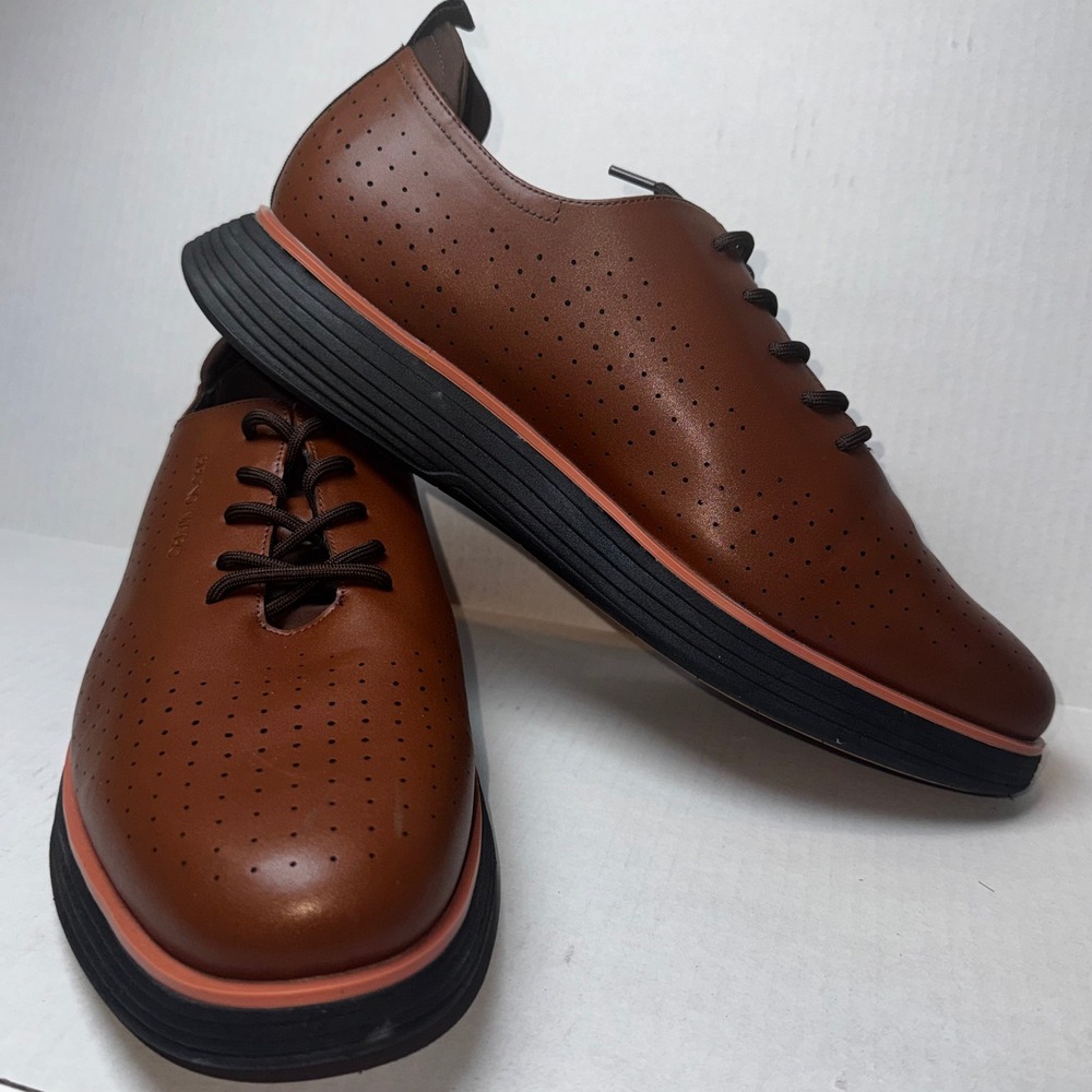 Bruno Marc Dress Sneakers Men 13 Brown Perforated Oxford Hybrid SBOX2318M